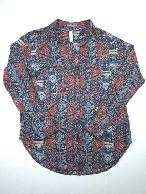 Anthropologie Pilcro Leilani Blouse Red & Blue Loose Fit Women's S Boho Festival